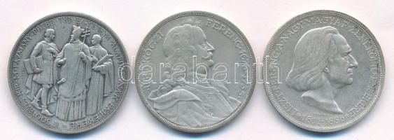1935. 2P Ag "Pázmány" + 1935. 2P Ag "Rákóczi" + 1936. 2P Ag "Liszt Ferenc" - "Pázmány-sor" T:AU patina, kis karc Adamo P7.1, P7.2, P7.3