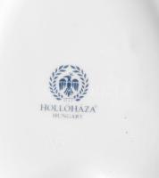 Hollóházi levél alakú ékszeres tálka, matricás mintával, 13x10,5 cm