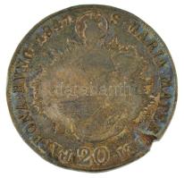 1847B 20kr Ag "V. Ferdinánd" T:VG a perem egy része hiányzik Hungary 1847B 20 Kreuzer Ag &...