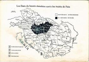 Les Etats du bassin danubien avant la guerre mondiale / Magyarország feldarabolása nemcsak kegyetlen és igazságtalan, hanem szánalmasan oktalan cselekedet volt, amely Közép-Európának létalapját gyökerében tette tönkre. Kiadja a Magyar Nemzeti Szövetség / Hungarian irredenta propaganda, Trianon (EK)