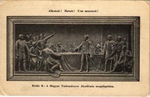 Budapest V. Holló B. : A Magyar Tudományos Akadémia megalapítása emléktábla, dombormű. Széchenyi Emlék-levelezőlap a Széchenyi Munkaközösség kiadása (EK)