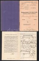 1905-1910 Mosóc (Mošovce, Túróc vármegye), Hadmentességi díj-könyvecske, bejegyzésekkel, szakadt borítóval, kijáró lapokkal. + 1920 Ugyan annak a személynek a katonai igazolványi lapja.