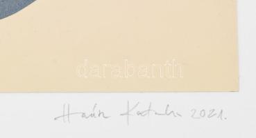 Haász Katalin (1971-): Catenary Irises, 2021. Olaj, kollázs, papír. Jelzett, számozott (0 1/1). 23x2...