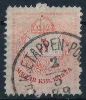1879 Provizórikus magyar postabélyeg használat Bosznia Hercegovinában 1874 Színes számú 5kr (50.000) / Provisional usage of Hungarian postage stamp K.u.K. ETAPPEN-P(OSTAMT ....)