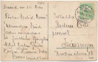 1914 Naszód, Nasaud; Palatul primarii / Városháza, vendéglő / town hall, restaurant (fa)