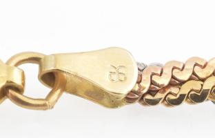 14K arany (Au) fonott karlánc, fehér és sárga arany, jelzett 38 cm, 5,6 g