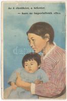 ~1950 Az ő életükért, a békéért - harc az imperialisták ellen. Kiadja a Magyar Nők Demokratikus Szövetsége, kommunista propaganda / Hungarian communist propaganda postcard (szakadások / tears)