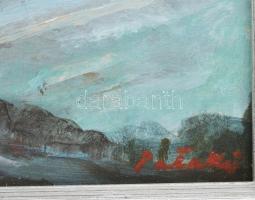 Pataki József (1928-1995): Olvadás. Olaj, farost. Jelzett. Hátoldalán Képcsarnok Vállalat címkéjével...