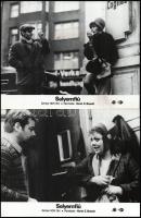 cca 1989 előtti ,,Selyemfiú" című NDK film jelenetei és szereplői, 4 db vintage produkciós filmfotó (vitrinfotó, lobbyfotó) ezüst zselatinos fotópapíron, a használatból eredő (esetleges) kisebb hibákkal, 18x24 cm