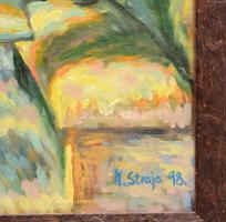 Marjanovic Straja (1973-): Randevú. Olaj, vászon, jelzett, hátoldalán autográf felirattal, fakeretbe...