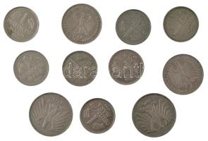 NSZK 1950-1991. 11db-os vegyes fémpénz tétel T:vegyes FRG 1950-1991. 11pcs of mixed coin lot C:mixed