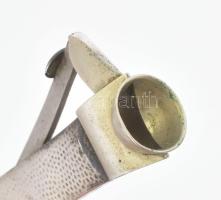 Szivarvágó ezüst (Ag) borítással és hamutál seprűvel. Jelzett. 18 cm