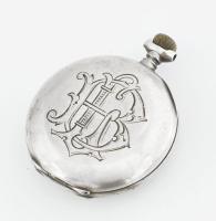 Duplafedeles, ezüst (Ag) tokos kis zsebóra, jelzett tokkal, hátulján monogrammal. Működik, a számlap...