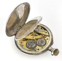 Duplafedeles, ezüst (Ag) tokos kis zsebóra, jelzett tokkal, hátulján monogrammal. Működik, a számlap...