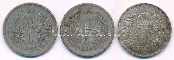 Ausztria 1895-1915. 1K Ag "Ferenc József" (3xklf) T:XF-F patina 
Austria 1895-1915. 1Coro...