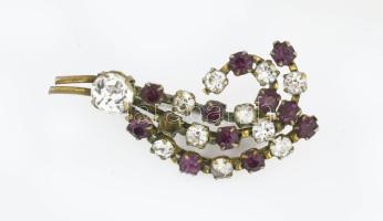 Ametiszt nyaklánc + ametiszt- és strasszköves fém bross