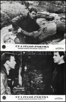 cca 1966 ,,Út a túlsó partra" című francia film jelenetei és szereplői, 10 db vintage produkciós filmfotó (vitrinfotó, lobbyfotó) ezüst zselatinos fotópapíron, a használatból eredő (esetleges) kisebb hibákkal, 18x24 cm