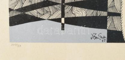 Szász Endre (1926-2003): Szürrealisztikus Hölgy. Szitanyomat, papír, jelzett, számozott (51/100), üv...