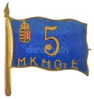 1914-1918. &quot;5. M.K.H.GY.E (Magyar Királyi Honvéd Gyalogezred)&quot; zománcozott jelvény, hátlapon &quot;ARKANZAS VÁCI UTCA BUDAPEST VÉDVE&quot; gyártói jelzéssel (31x28mm) T:AU Hungary 1914-1918. &quot;1. M.K.H.GY.E. &quot;&#039;5th Royal Hungarian Infantry Regiment&quot; enamelled badge, with &quot;ARKANZAS VÁCI UTCA BUDAPEST VÉDVE&quot; maker&#039;s mark on the reverse (31x28mm) C:AU