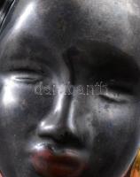 Art deco fekete néger nő félakt. Mázas kerámi, jelzés nélkül, kis kopással 26 cm
