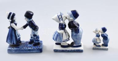 3 darab Delft porcelán figura, máz alatti kék festés, hibátlan 12 cmi-ig