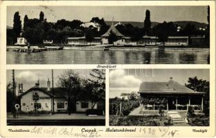 1938 Csopak, Strandfürdő, Vendéglő, étterem, Csopak-Balatonkövesd vasútállomás, megállóhely