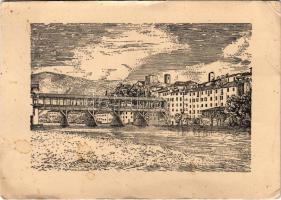 Bassano del Grappa, Il Ponte Vecchio / old bridge, B.lo Nardini advertisement on the backside (EK)