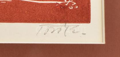 - 
Török Endre (1926-1980): Olasz falu. Linómetszet, papír, jelzett. paszpartuban 21x32 cm