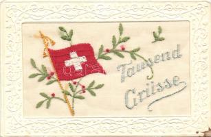 Swiss flag, silk-card Litho (fl)