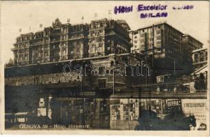 1925 Genova, Genoa; Hotel Miramare, advertising posters, tram