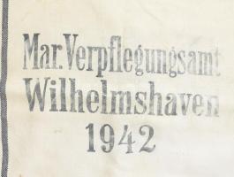 Mar. Verpdfelegungsamt Wilhelshaven 1942 nagy méretű jutazsák horogkeresztes jelzéssel 110x65 cm