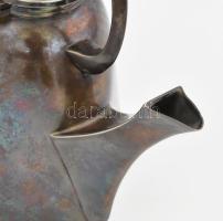 Szandrik szecessziós mokkás készlet. Kanna, tejkiöntő, cukordoboz, négy csésze, aljjal. Jelzett Kann...