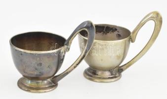 Szandrik szecessziós mokkás készlet. Kanna, tejkiöntő, cukordoboz, négy csésze, aljjal. Jelzett Kann...