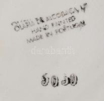 Portugál virágmintás éjjeli edény, kézzel festett, jelzett, hibátlan, d: 20 cm, m: 12,5 cm