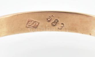 14K arany (Au) gyűrű, gyémánttal ca 2,5ct hiányos kísérő kövek, régi csiszolás, m: 58, 2,08 g