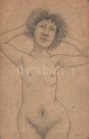 Erotic hand-drawn pencil (Danish Red-Cross PS card)