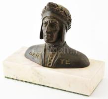 Dante Alighieri bronz mellszobra. Márvány alapon m: 12 cm