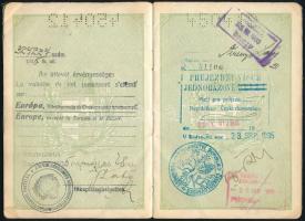 cca 1934 Útlevél szabász részére bejegyzésekkel