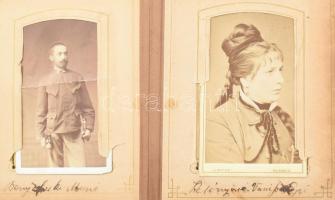 cca 1860 Családi fotóalbum kb 80 db nagyréswzt feliratozott viziktártyával. Vérffy, Dubicz, stb csal...