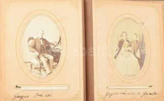 cca 1860 Családi fotóalbum kb 80 db nagyréswzt feliratozott viziktártyával. Vérffy, Dubicz, stb csal...