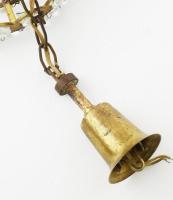 Kristály csillár. Réz, kristály. m: 60 cm, d: 25 cm