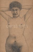 Erotic hand-drawn pencil (Danish Red-Cross PS card)