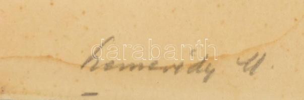 Szemerédy Miklós (?-?): Hazafelé. Színezett rézkarc, papír, jelzett, karrtonra kasírozva, 26x33,5 cm