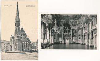 Budapest - 4 db régi képeslap (Máriaremete, Szilágyi Dezső tér és templom, Királyi várpalota márvány...
