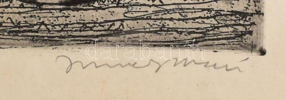 Imre István (1918-1983): Fehér virágok. Rézkarc, papír, jelzett, kartonra kasírozva, 38,5x29,5 cm