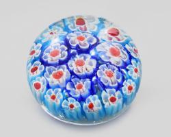 Murano millefiori levélnehezék, hibátlan, d: 5 cm