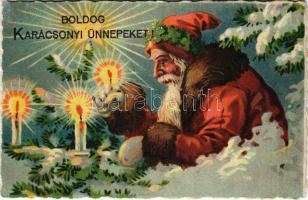 1929 Boldog Karácsonyi ünnepeket! Mikulás / Christmas greeting with Saint Nicholas. litho