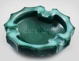 cca 1930 Art deco malachitüveg hamuzó, jelzés nélkül, minimális kopottsággal, d: 13 cm