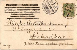 1902 Prosit Neujahr! / Boldog új évet! Kéményseprő hölgy / New Year greeting, lady chimney sweeper. ...