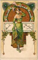 1904 Szecessziós hölgy / Art Nouveau lady. A. Sockl Wien I. 942. litho